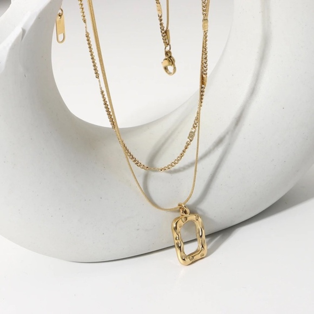 New Charm Double-Layer Square 925S Necklace